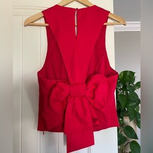 ANTHROPOLOGIE Sunday in Brooklyn Woman’s Woven Red Plunge Bow-Back Halter Top L
